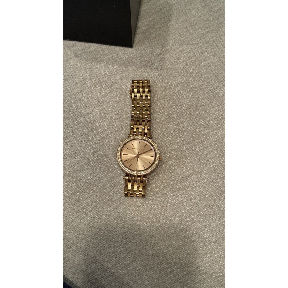 Michael Kors MK3192 Rose Gold Crystal Bezel Women's Watch Needs Battery - Picture 4 of 12